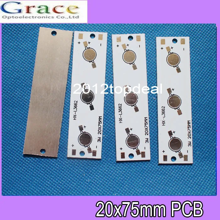 50 шт./лот, 3 Вт светодиодный PCB, тип полосы 75X20 мм использовать для 3 шт. высокой мощности Светодиодный s, алюминиевая пластина Базовая плата, светодиодный 3 Вт DIY PCB