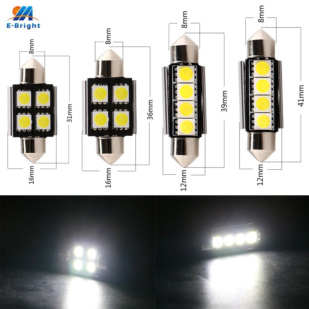 YM E Bright автомобильный светильник 2 шт. C5W Canbus 5050 4 SMD светодиода без ошибок 31 мм 36 39 41