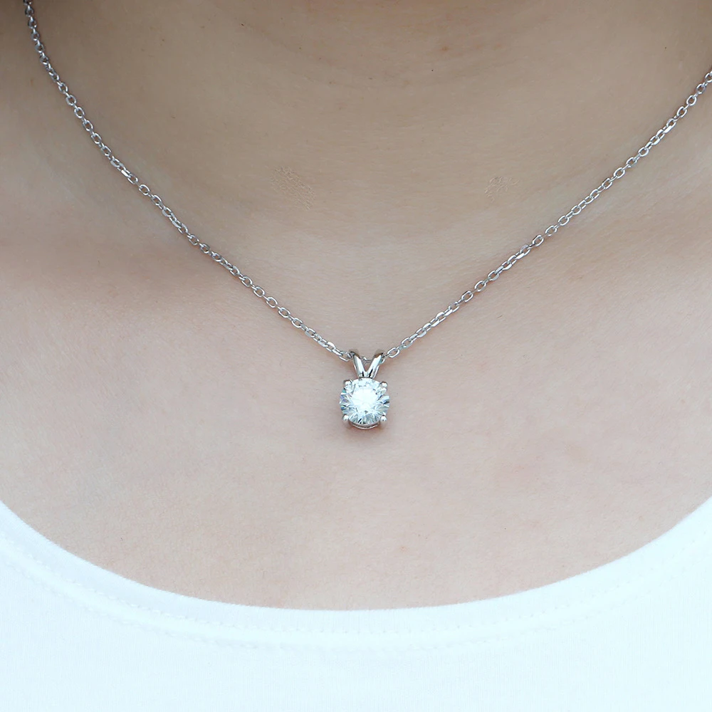 DovEggs Sterling Solid 925 Silver 2ct 8mm Slight Gray Moissanite Pendant Necklace for Women Wedding Gift | Украшения и аксессуары