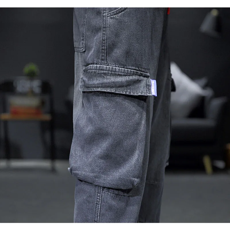 Эластичные брюки оверсайз для мужчин свободные облегающие джинсы отдыха M-5XL |