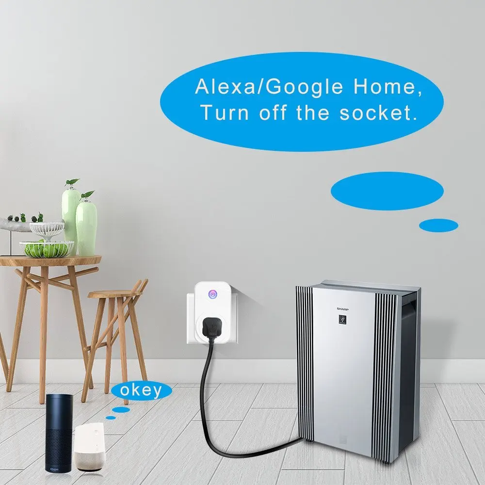 WiFi умная американская розетка с вилкой для работы Alexa Google домашний пульт