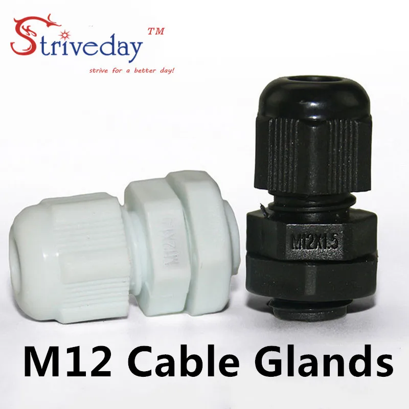 100 шт./лот Белый Черный M12 нейлоновый пластиковый кабельный сальник Аксессуары