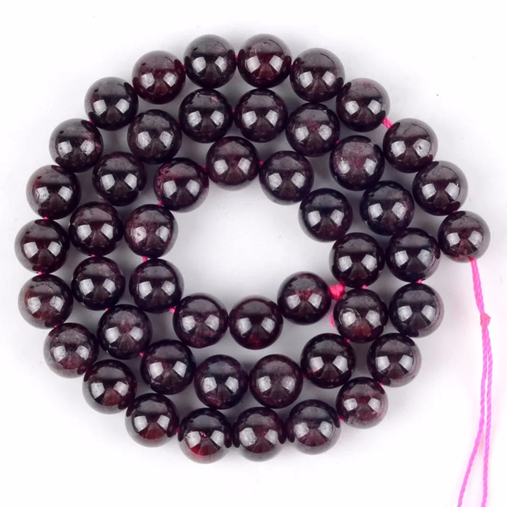 Natural Stone Beads 4 6 8 10 12mm Red Garnet Round Loose For Jewelry Making 15inches Spacer Diy Bracelet Necklace | Украшения и