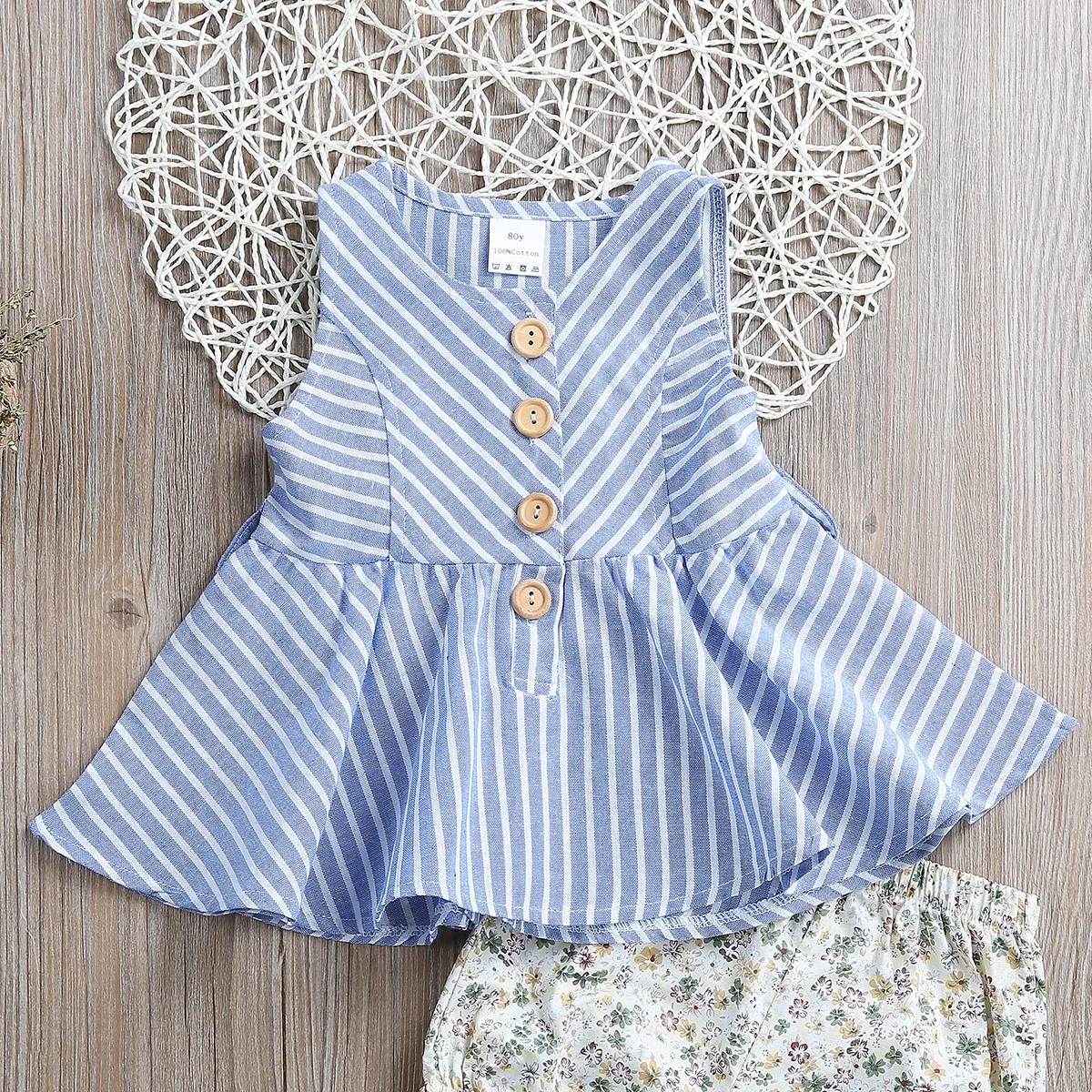 Комплект из 2 предметов в полоску одежда для малышей топы новорожденных девочек +