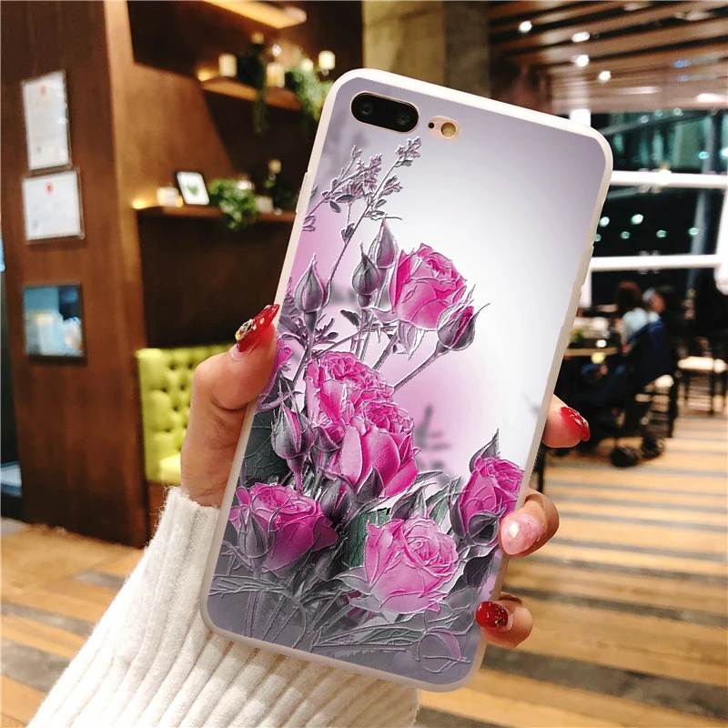 3D рельефный чехол с изображением цветов для Samsung Galaxy A70 A7 A9 A10 A20e A30 A40 A50 A60 A6 A8 J4 J6 S6 S7 S8 S9 S10 плюс S10e Note 9 8 Coque