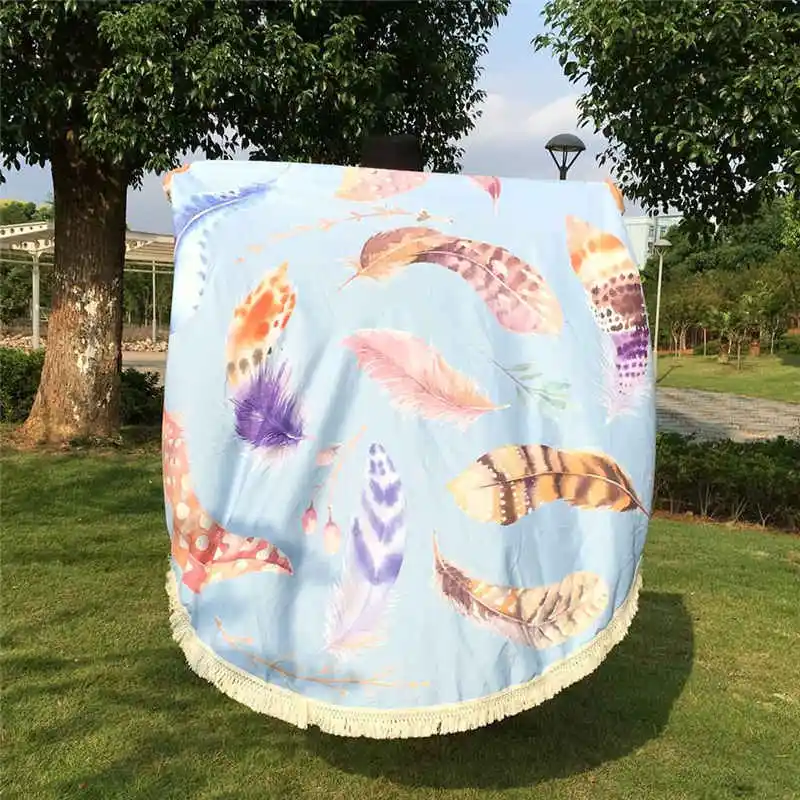 Новый круглый искусственный гобелен пляжное полотенце с мандалой коврик для