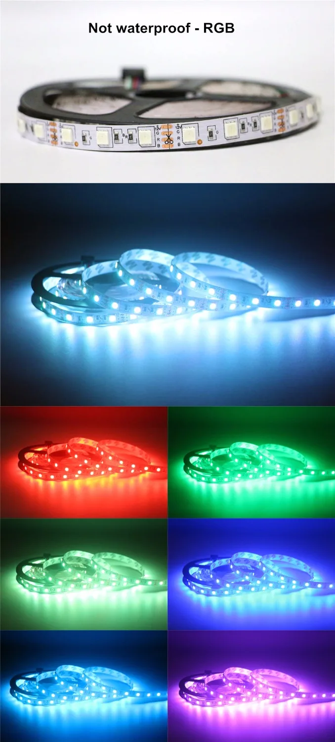 Гибкая СВЕТОДИОДНАЯ лента SMD 5050 1/2/3/4/5 м 12 В 60 светодиодов/м водостойкая|5m smd 5050|led