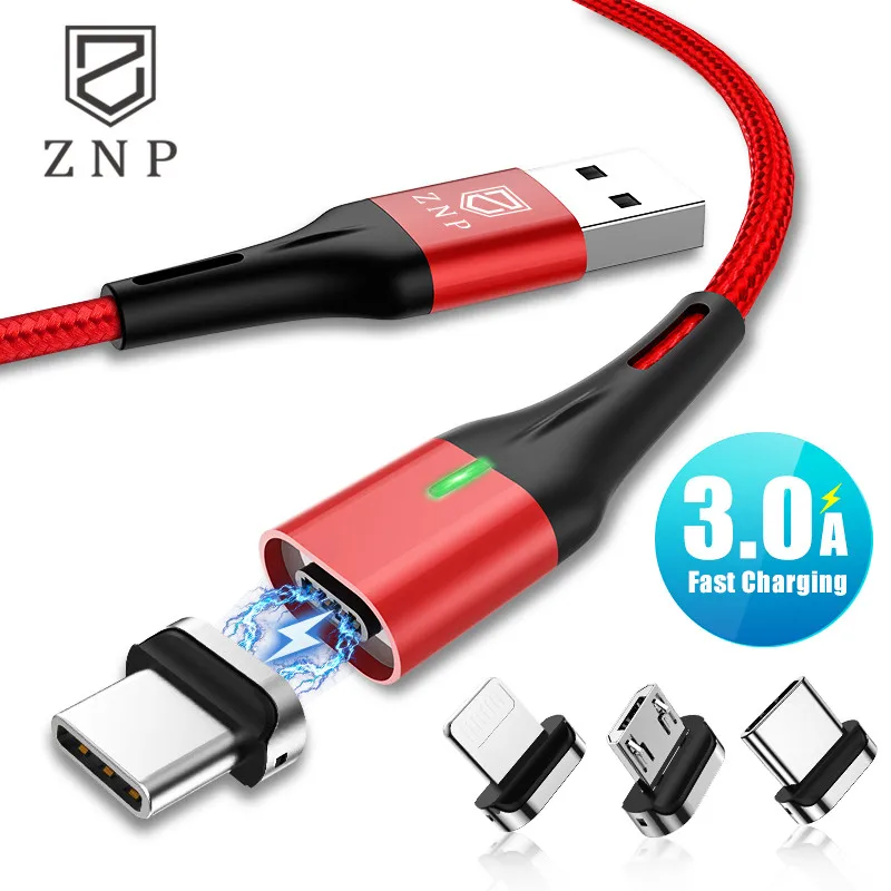 Магнитный кабель ZNP 3A Micro usb type C для быстрой зарядки телефона Micro usb type-C магнитное зарядное устройство USB C для iphone huawei xiaomi кабель