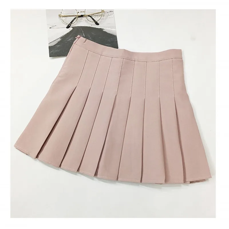 PINK Новые плиссированные юбки в стиле Лолиты с высокой талией Harajuku, мини-Матросская юбка трапециевидной формы для девочек, юбки японской школьной формы большого размера - Цвет: PINK