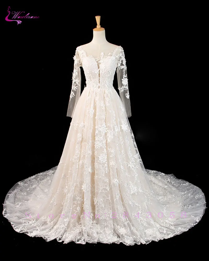 Новое поступление модное свадебное платье трапеция Waulizane из тюля с вышивкой