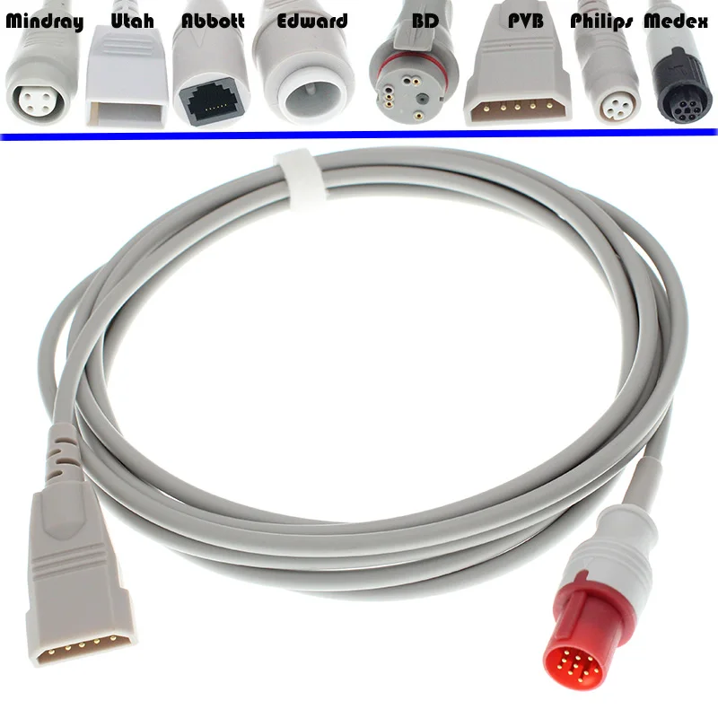 

Use for 10pin Hellige IBP MONITOR the Argon/Medex/Smith/Abbott/Uath/Edward/BD/PVB/HP IBP pressure transducer adapter cable
