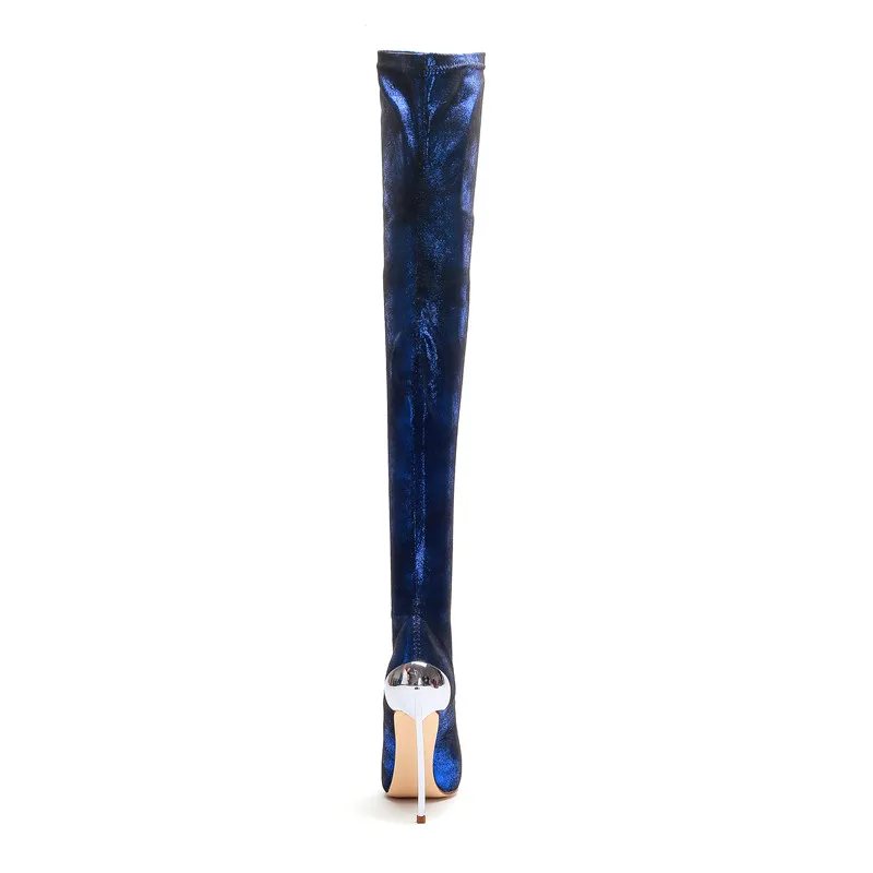 COCOAFOAL Winter Women's Over The Knee Boots Leopard Print Sexy High Woman Plus Size Blue Thigh Fashion | Обувь