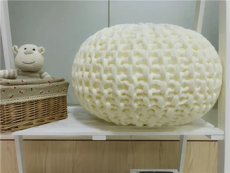 Высококачественная шерстяная круглая подушка ручной вязки POUF оттоманка для