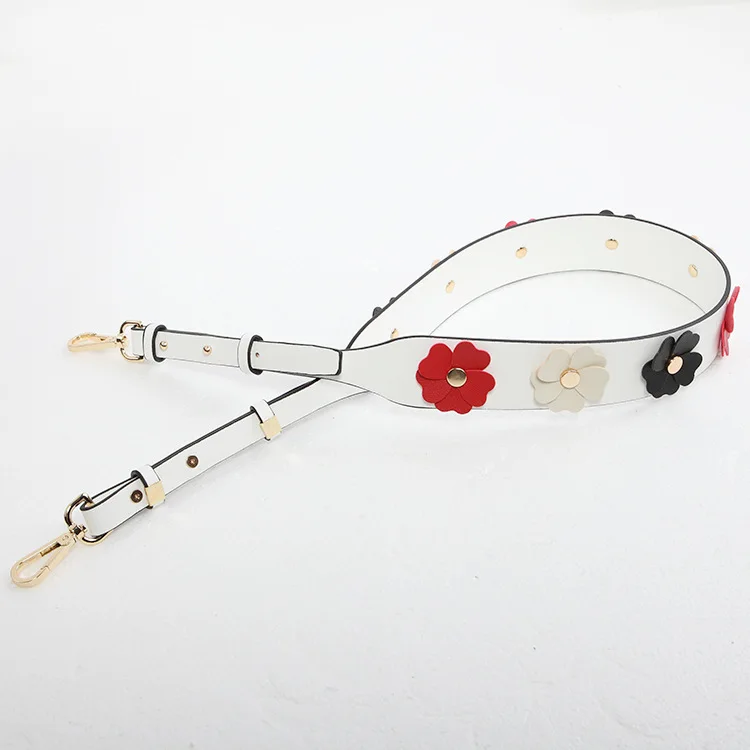 white gold hook Модный ремень для женщин, сумки, сумки, кожа, цветные цветы, сумка на плечо, ремень, регулируемый цветочный ремень, сумка, аксессуары - Цвет: white gold hook