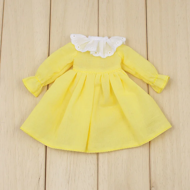 Наряды для Blyth doll, цельнокроеное простое платье для сустава, милый костюм для 1/6, pullip jerryberry licca icy dbs doll - Цвет: Цвет: желтый