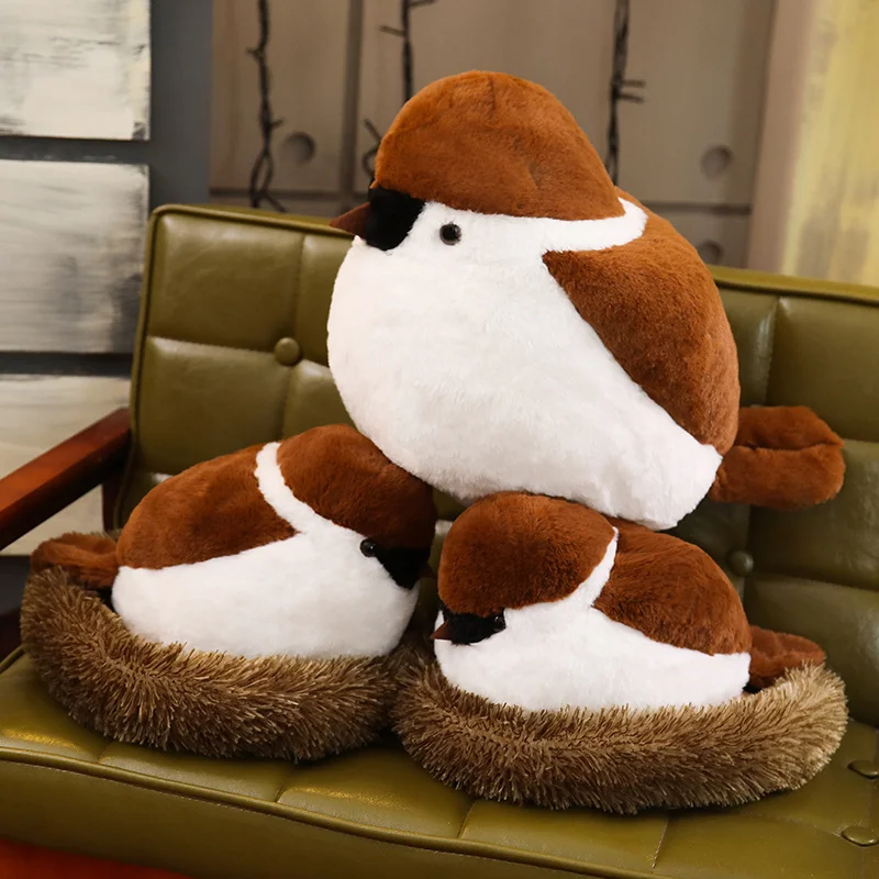Семейная плюшевая игрушка Sparrow летающая коричневая Папа мама ребенок птица