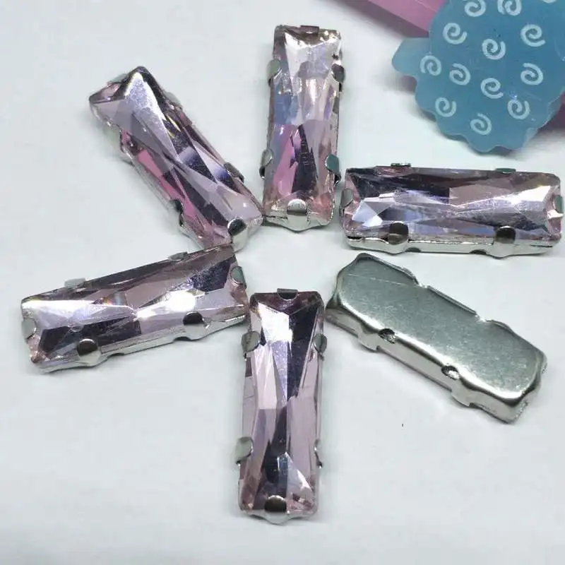 Розовая прямая полоса из хрустального стекла для пошива страз с когтями DIY
