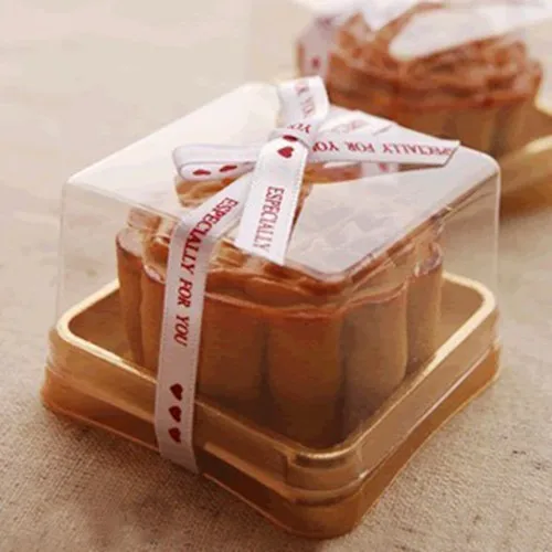 4 полости крафт Mooncake бумажная коробка с полупрозрачными крышками и вставками торт подарочная упаковка Свадьба День рождения принадлежности 10 наборов