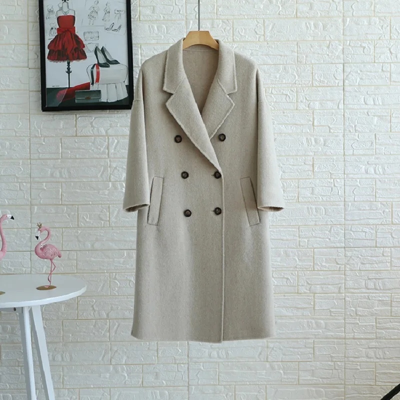 Kobykoyi зимнее женское шерстяное пальто с отложным воротником 80% Женское Casaco Feminino