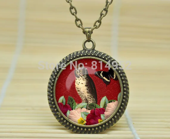 1pcs Wise Owl necklace pendant jewelry Glass Cabochon Necklace A1363 | Украшения и аксессуары
