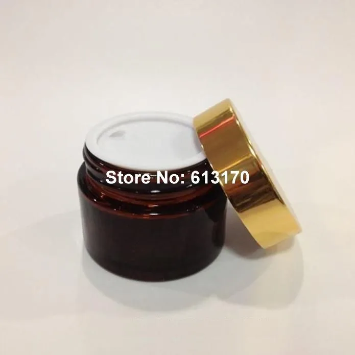 Стеклянная Пустая банка для крема с золотой крышкой 20 мл г янтарный цвет