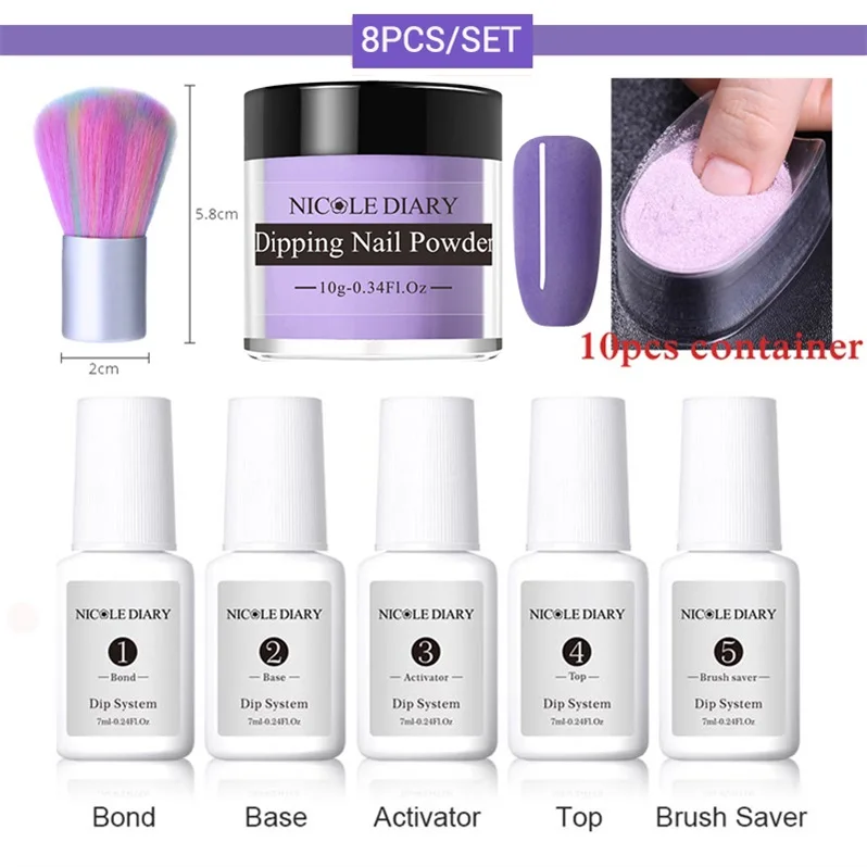 set 14 NICOLE дневник матовый Dip порошок для ногтей набор 10 г красочные окунания ногтей блеск набор натуральный сухой хром пыль пигмент украшения - Цвет: set 14