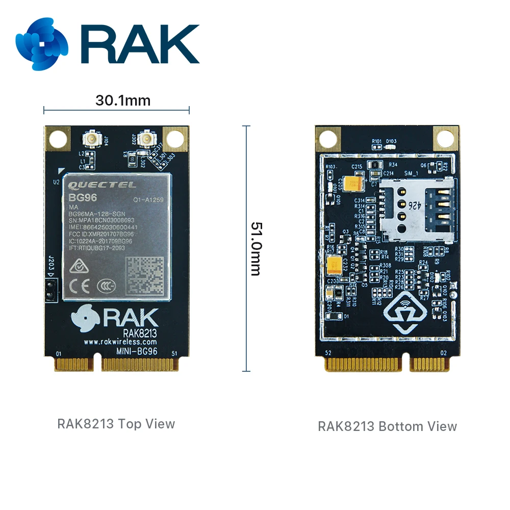 RAK8213 BG96 на базе Mini PCIe cellular IoT module GNSS + NB USB2.0 CatM1 и NB1  EGPRS Pin совместимый с EC21