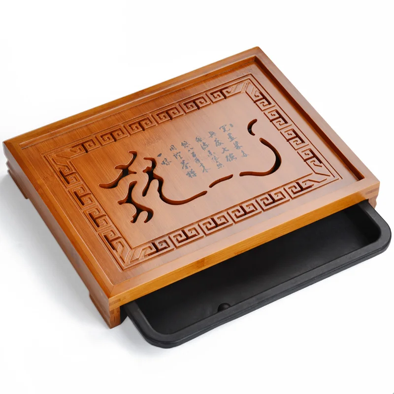 

Tray Optional Hot Sale Kung Fu Tea Set Natural Wood Bamboo Tea Tray Gongfu Tea Table Serving Tray