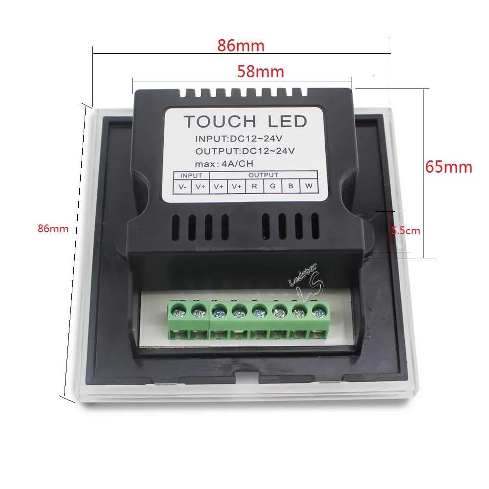 DC12V 4A* 4CH черная панель из закаленного стекла цифровой сенсорный экран диммер домашний настенный светильник переключатель для RGBW Светодиодная лента 4 канала