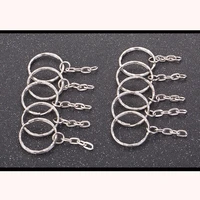 20pcsbag metal 25mm silver color key ring split ring with chain rings women men keyfob diy key chains accessories