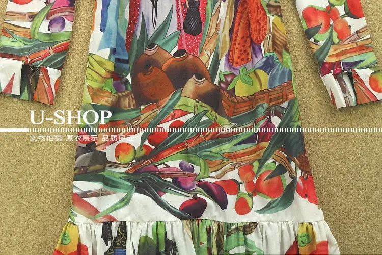 Luxury High Quality 2015 Fashion Runway Designer Dress Women's Long Sleeve Beach Retro Art Printed Bohemian Maxi | Женская одежда