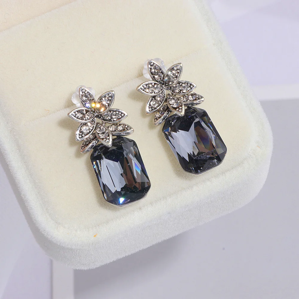 Женские винтажные квадратные серьги с кристаллами элегантные геометрические