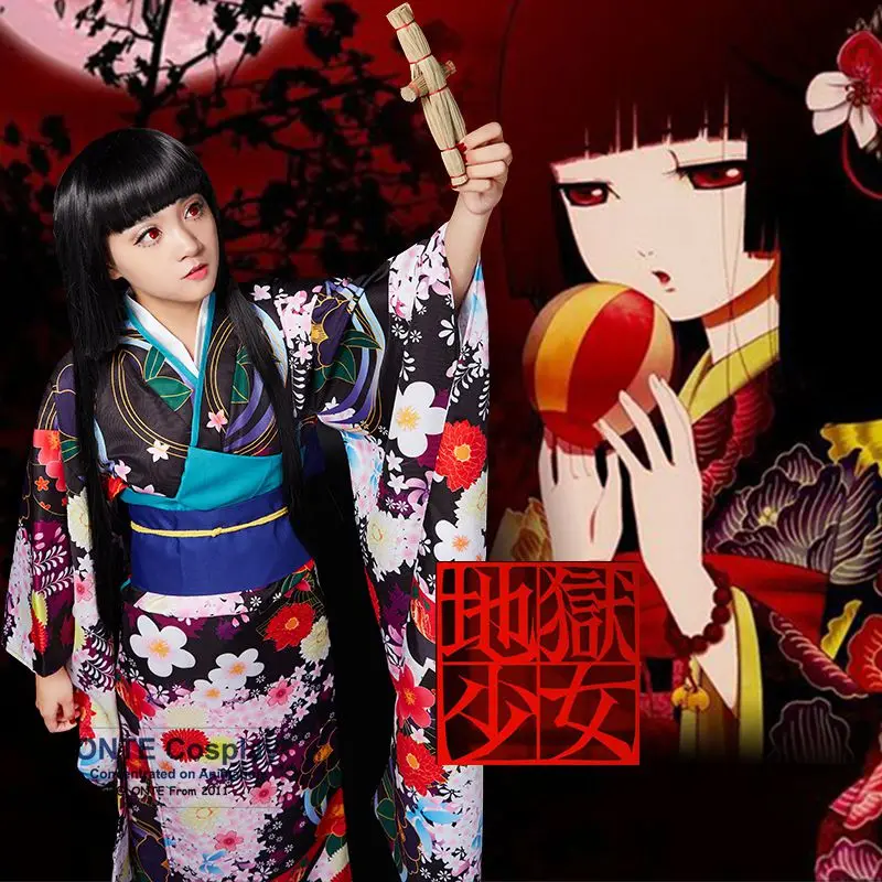 Женский костюм для косплея Эма кимоно с искусственным ии Цветочные