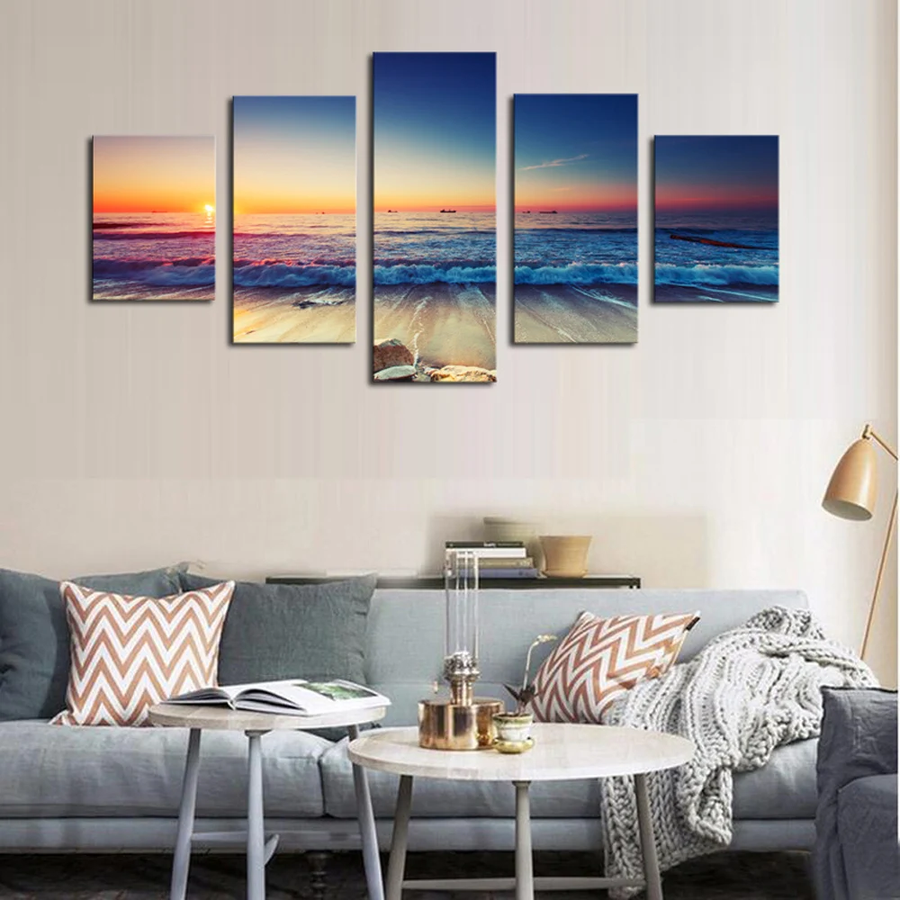 5 панелей с рамкой для морского пейзажа холст принтом современная картина на