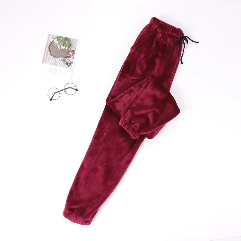 Новинка, зимние фланелевые Мужские штаны для сна, плотные, теплые, отвесные, мужские пижамы, брюки, комфортные брюки со звездами, пижамы для пар, штаны для сна - Цвет: women N-8