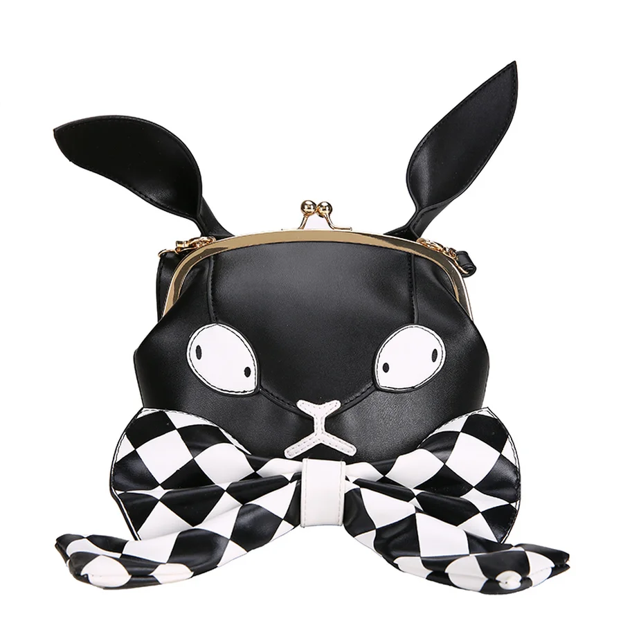 Harajuku Кролик Банни Монстр плед лук Crossbody сумки Для женщин из искусственной кожи