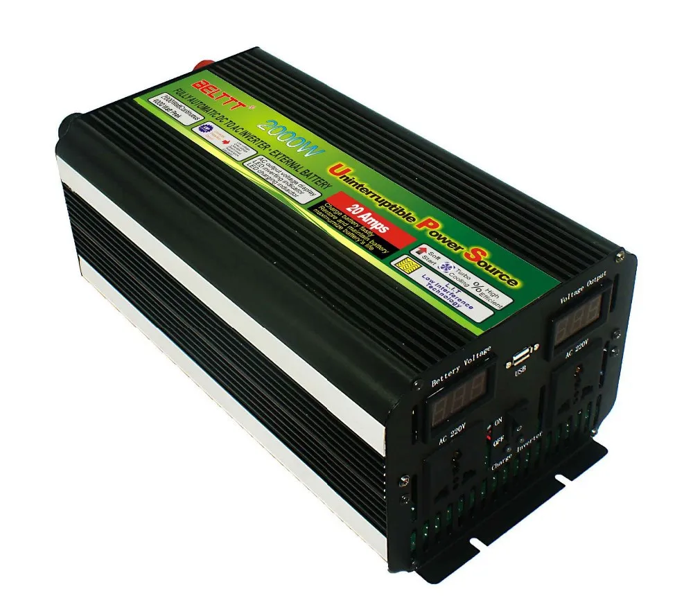 2000w dc 12v to ac 220v инвертор мощности с зарядным устройством ups светодиодный дисплей