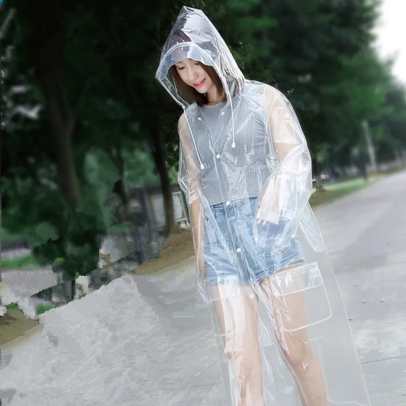Transparent Long Raincoat Women Men Rain Coat Poncho Travel Chubasqueros Impermeables Fashion Show Hooded Protective Suit | Дом и сад