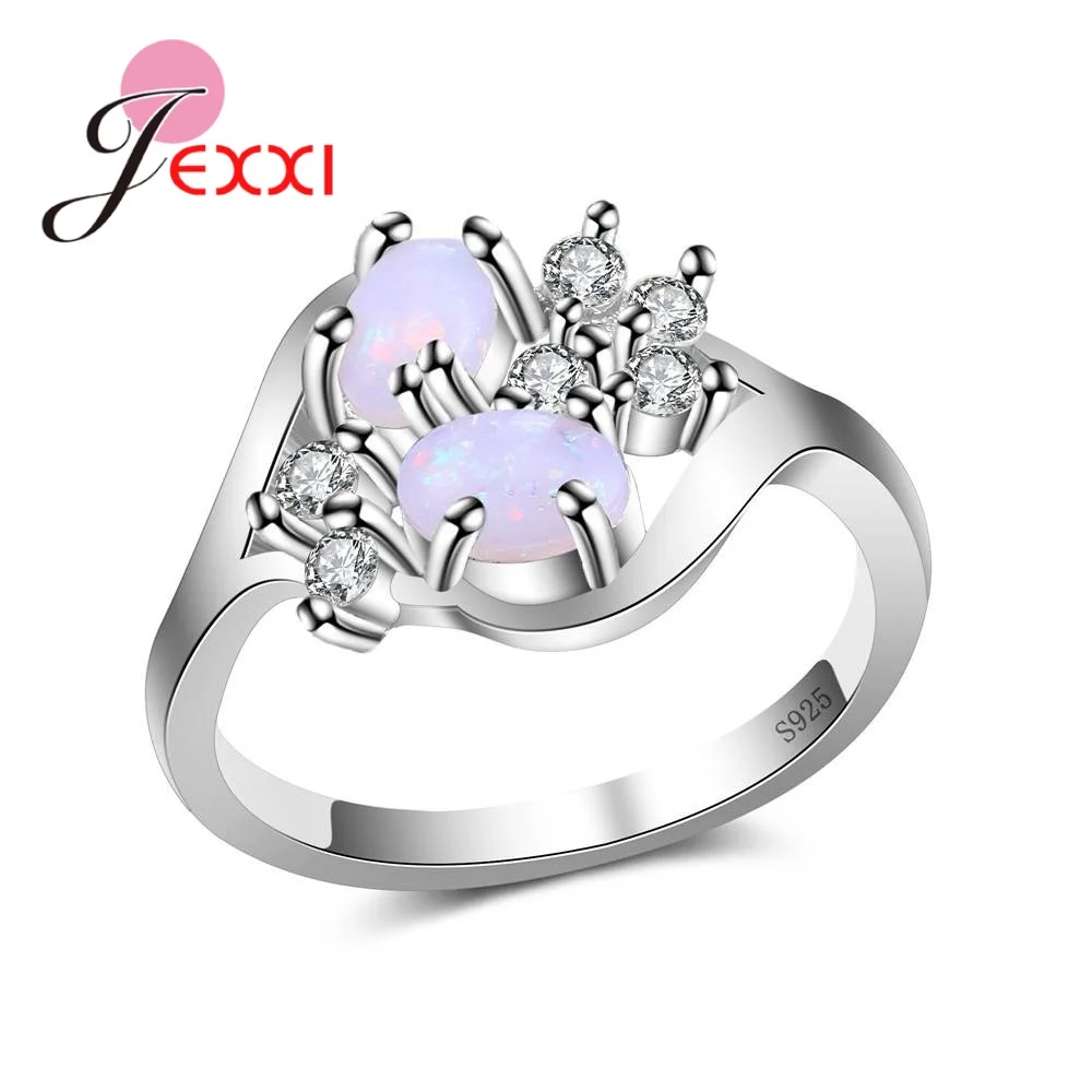 

Exquisite Wedding Gifts 925 Sterling Silver White Fire Opal White Crystal Trendy Rings Bague Jewelry For Women Anniversary
