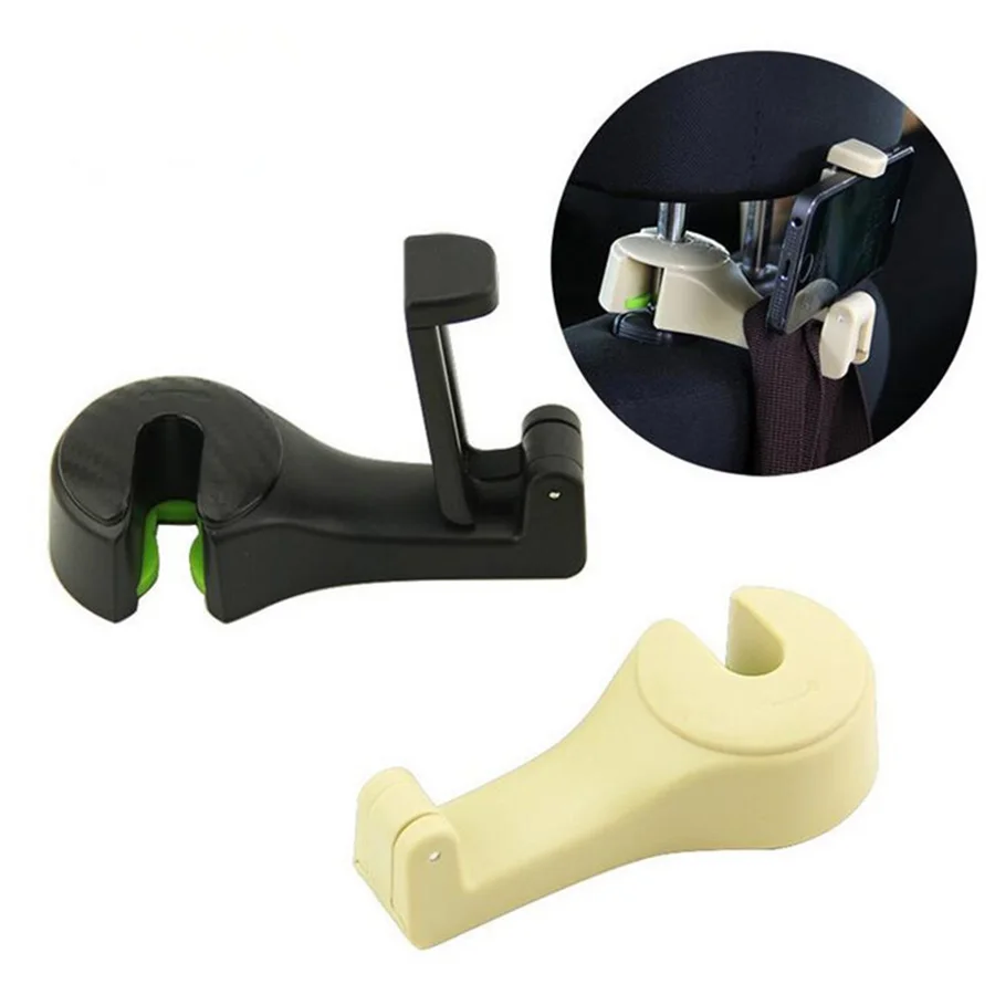 

2 Pcs Phone/Bag Holder Black Convenient Car Headrest Backseat Hook Mount Holder for Passeger