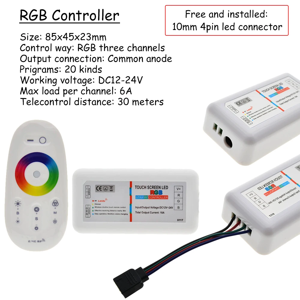 RGBW / RGB светодиодный контроллер с сенсорным экраном 2 4G DC12 24V 18A канал