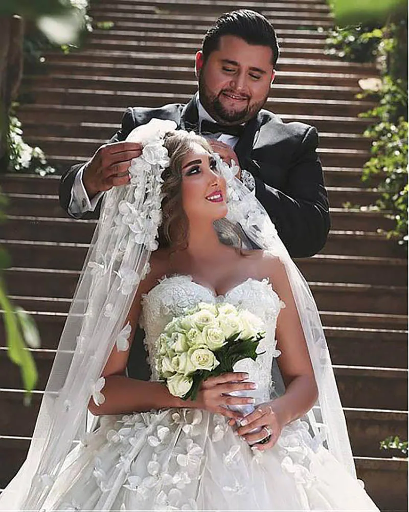 Милая принцесса свадебное платье кружевная Апликация с 3D Цветы Тюль спинки в