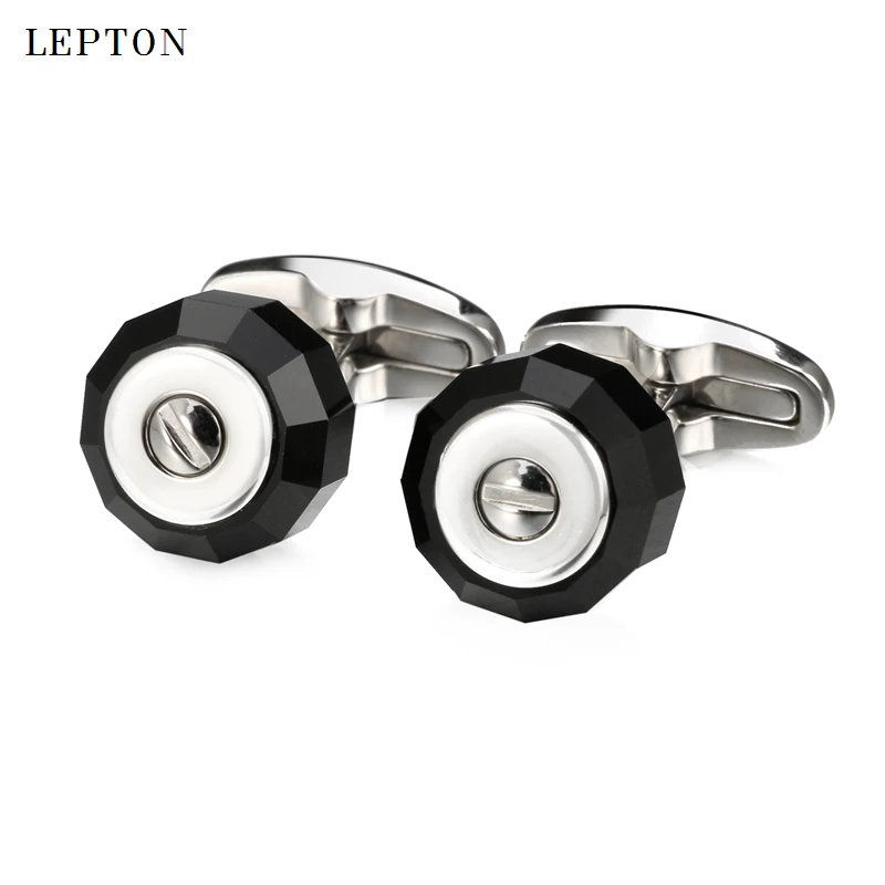 

Low-key Luxury Black Glass Cufflinks for Mens High Quality Stainless steel Cuff links Men Shirt Cuffs CuffLink Relojes Gemelos