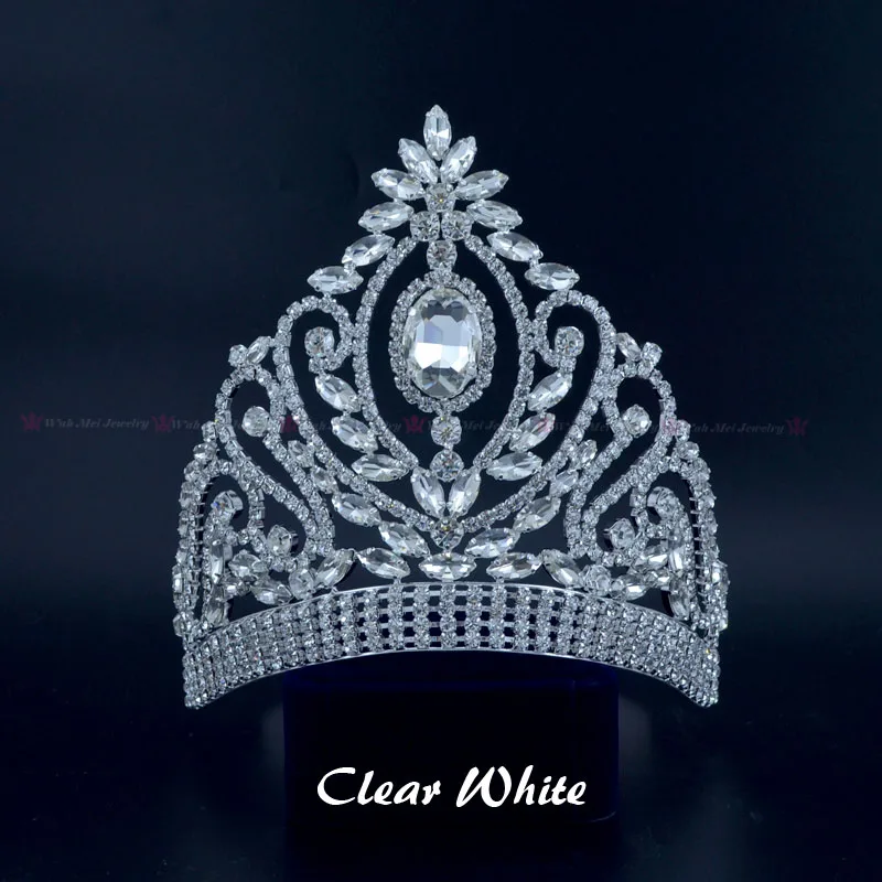 Clear White Роскошная корона, Синие Свадебные тиара, австрийские, из горного хрусталя, свадебные головные уборы, красивые вечерние костюмы для выпускного вечера, одежда для волос mo226 - Окраска металла: Clear White