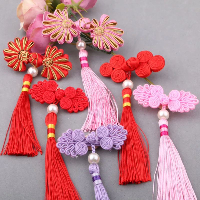diy children's gril hair accessories handmade girls Hanfu head flower hairpin clothing ornament headwear garment button sticker |