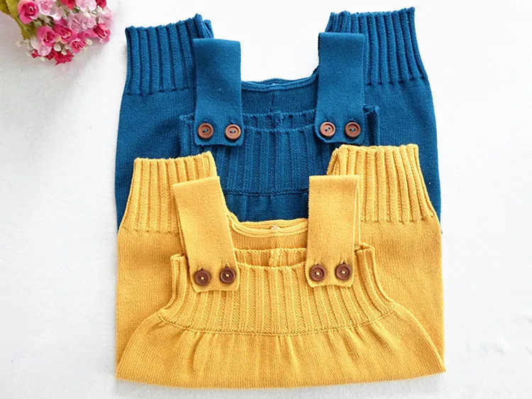 2017 Весна и осень детские комбинезоны пуговицы для малышей моды милые шерсть