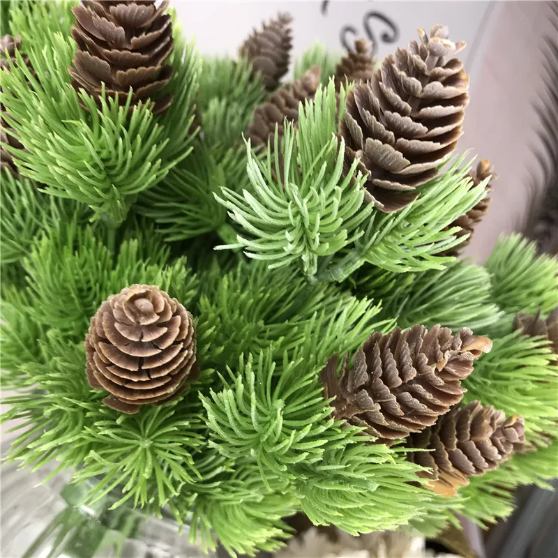 7 Branches Artificial plant pine cone grass decoration single branch Plastic Leaves Home Wedding Christmas Decor | Дом и сад