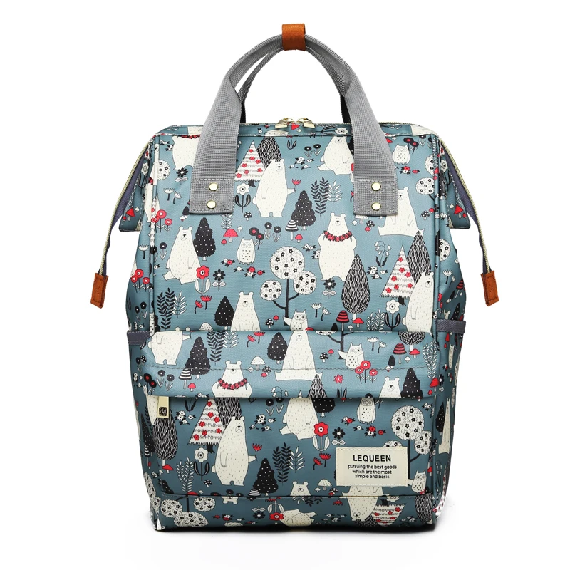 [NEW]LEQUEEN Diaper Bag Mini Bear Forest Hand Painted Cartoon Waterproof Nappy Baby Care Travel Backpack Maternity | Мать и ребенок