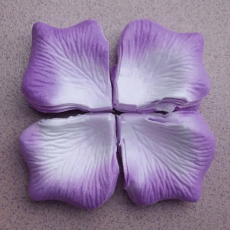 White and Purple 144 шт./лот Свадебные шелковые лепестки роз Свадебные Flowergirl корзина украшение, искусственные цветы - Цвет: White and Purple