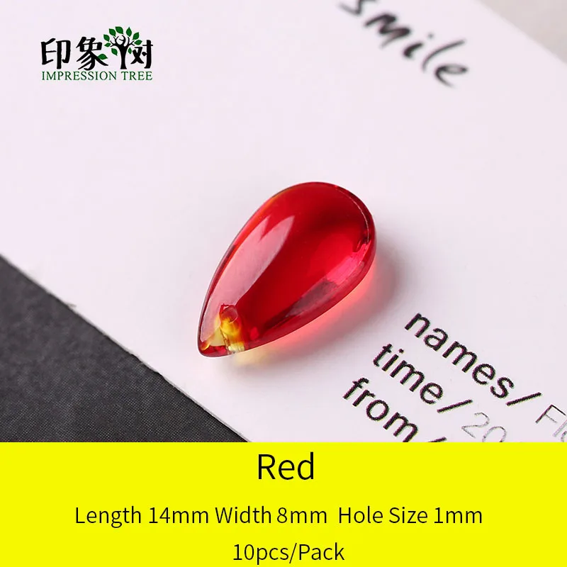 Red 10pcs Стеклянные кабошоны в форме капли, 10 шт., 14х8 мм, бусины ручной работы для самостоятельного изготовления ювелирных украшений, модель 16021 - Цвет: Red 10pcs